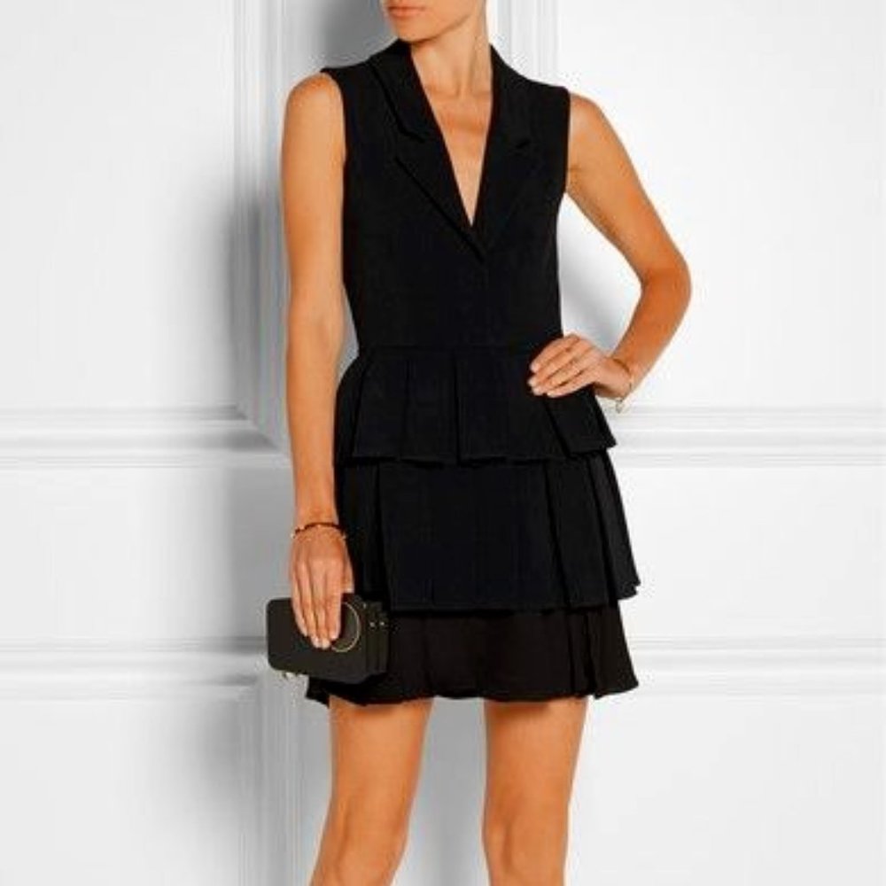 NWOT! BLACK TIE WORTHY SPECIAL!!! Cushnie Pleated Stretch Cady Mini Dress 6